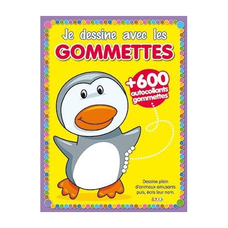 Je dessine et je colorie avec les gommettes : Pingouin