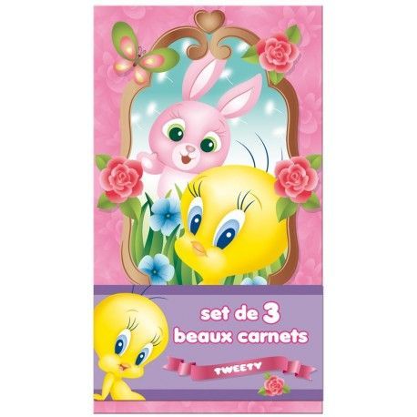 Set de 3 beaux carnets Tweety et Lapin