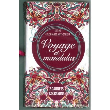 Coffret voyage et mandalas (2 carnets + 12 crayons)