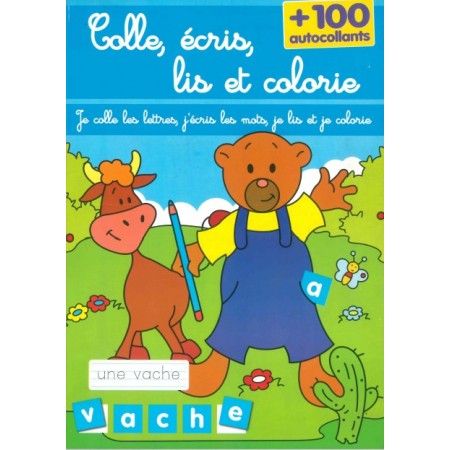 Colle, écris, lis  et colorie (bleu)