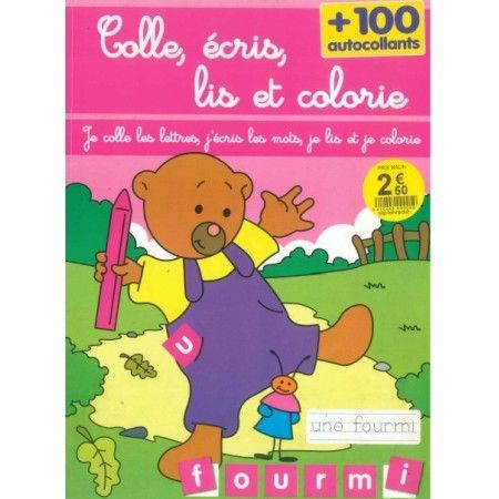 Colle, écris, lis  et colorie (rose)