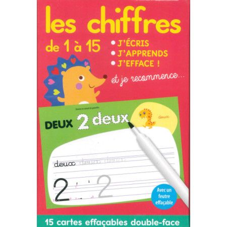 J'écris, j'apprends, j'efface les chiffres de 1 à 15