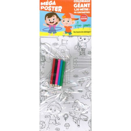 Méga poster Au Parc + 4 crayons de couleurs - 9782754222709