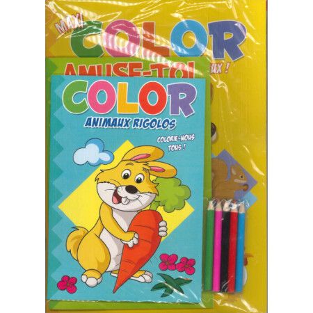 Pack pochette coloriages (4 livres + crayons de couleurs) lapin