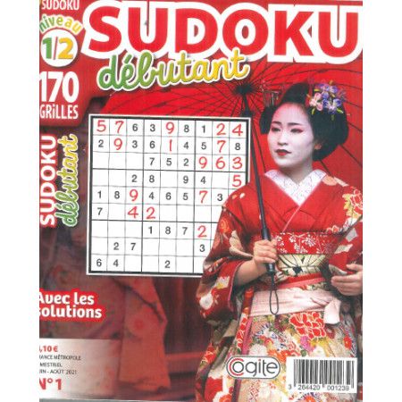 Recueil  Sudoku débutant niveau 1/2  (98 pages avec les solutions)