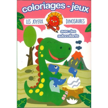Les joyeux dinosaures avec des autocollants (rose) - 9782754225656