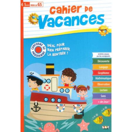 Cahier de vacances 4-5 ans vers la GS