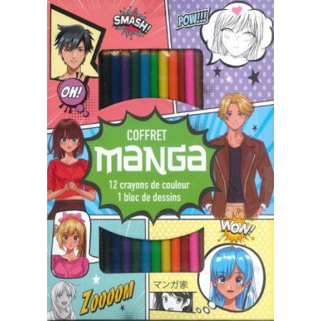 Coffret Manga + 12 crayons de couleur