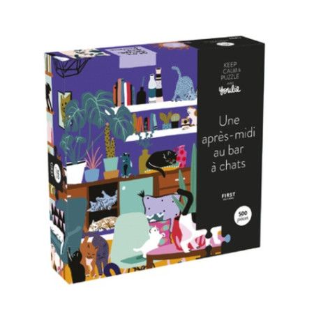 Coffret puzzle Une après-midi au bar à chats - puzzle 500 pièces