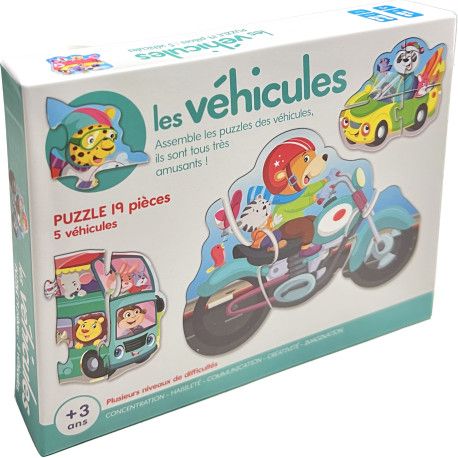 Boîte de jeux  Les Véhicules  5 puzzles + 3 ans