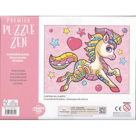 Mon premier puzzle Zen - JOLIE LICORNE - 9782754228442