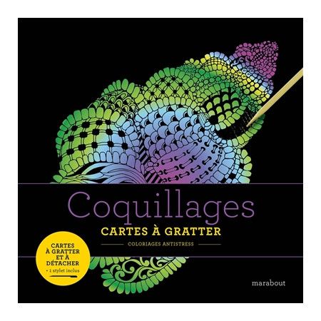 Coquillages : cartes à gratter : coloriages antistress