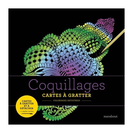 Coquillages : cartes à gratter : coloriages antistress