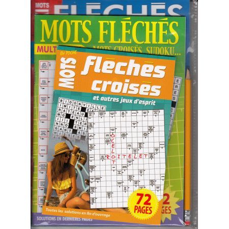 Pack Pochettes mots croisés fléchés  ( 3 livres + 1 crayon)