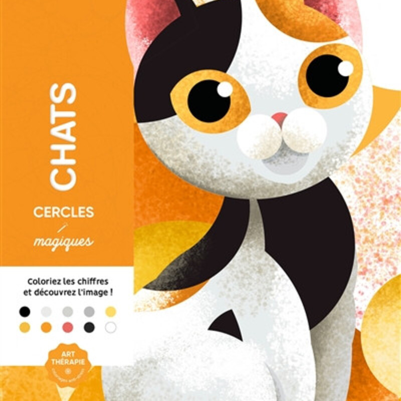 Chats - cercles magiques - coloriez les chiffres et lettres, et découvrez l'image !