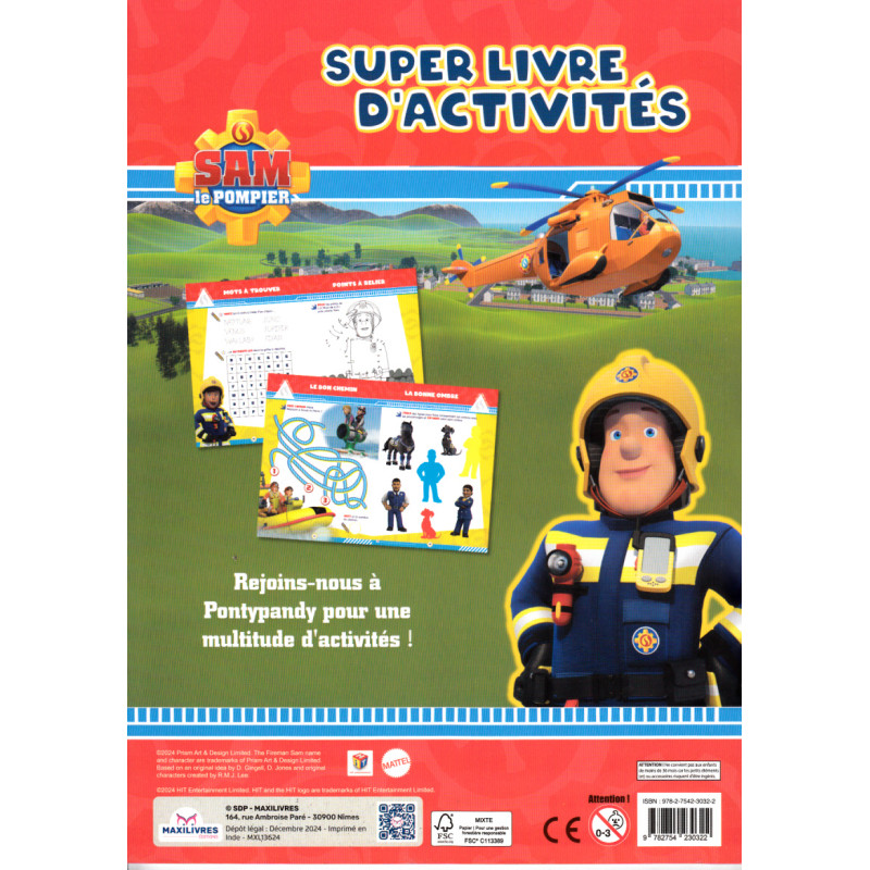 SAM LE POMPIER - Super Livre d'activités - 9782754230322