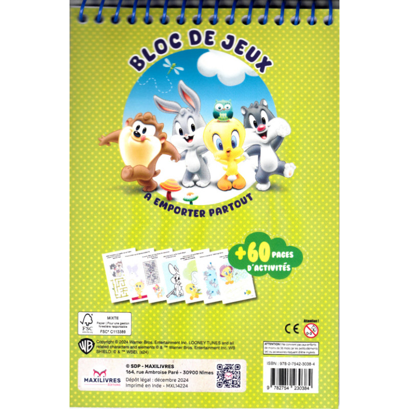 LOONEY TUNES - Bloc de jeux - 3-6 ans - 9782754230384