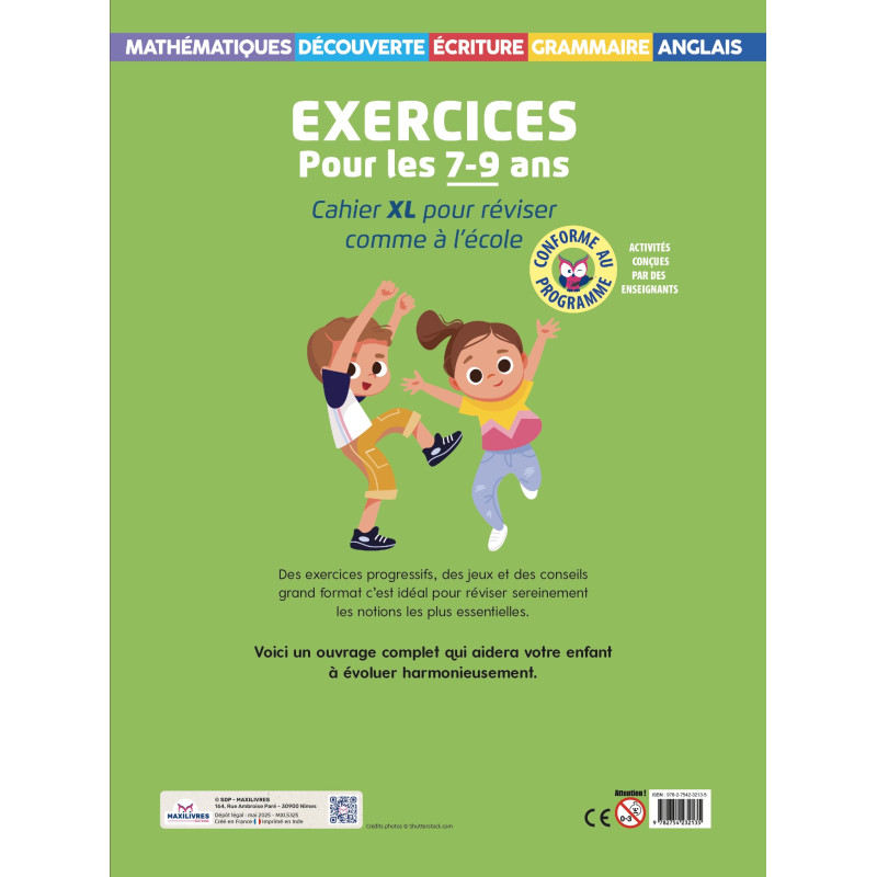 Cahier XL - Exercices pour les 7-9 ans - 9782754232135