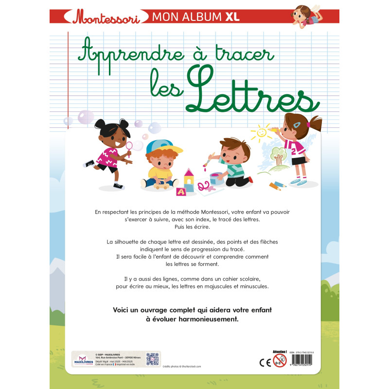 Montessori - mon album XL - Apprendre à tracer les lettres - 9782754232159