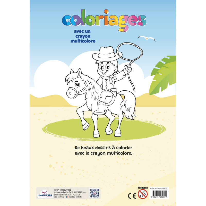 Coloriage avec un feutre multicolore - Skateur (Garçon) - 9782754232371