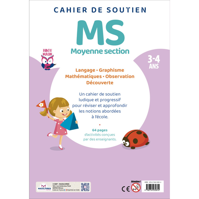 Cahier de soutien - Moyenne Section - MS - 9782754232814
