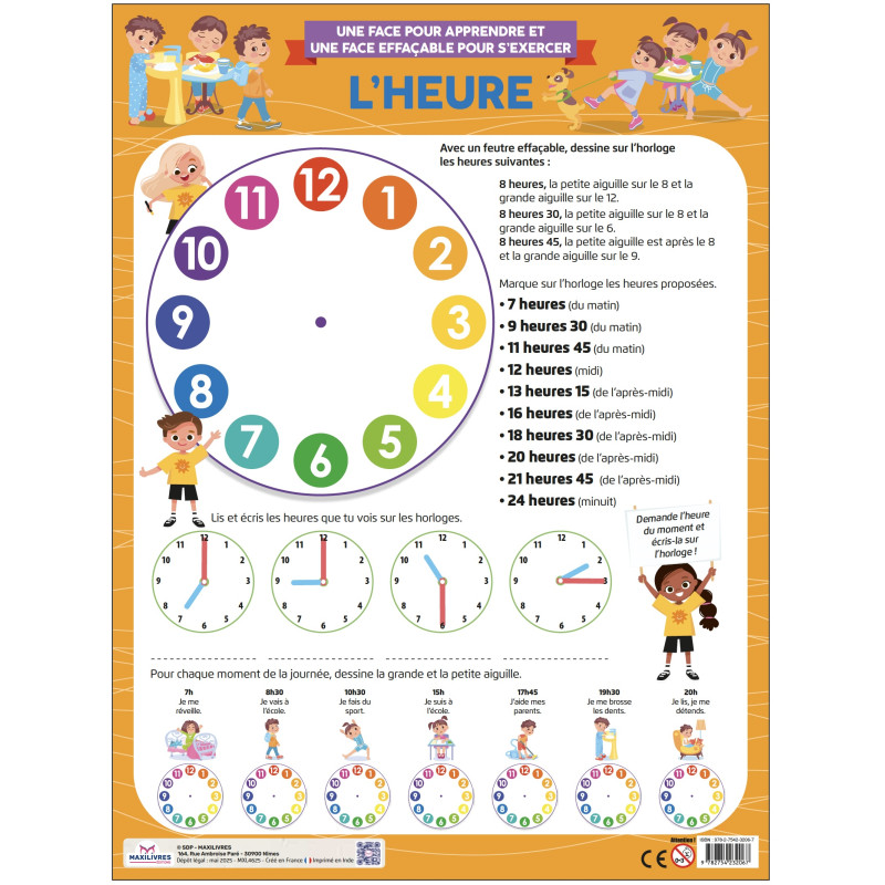 Poster Effaçable - L'heure - 9782754232067