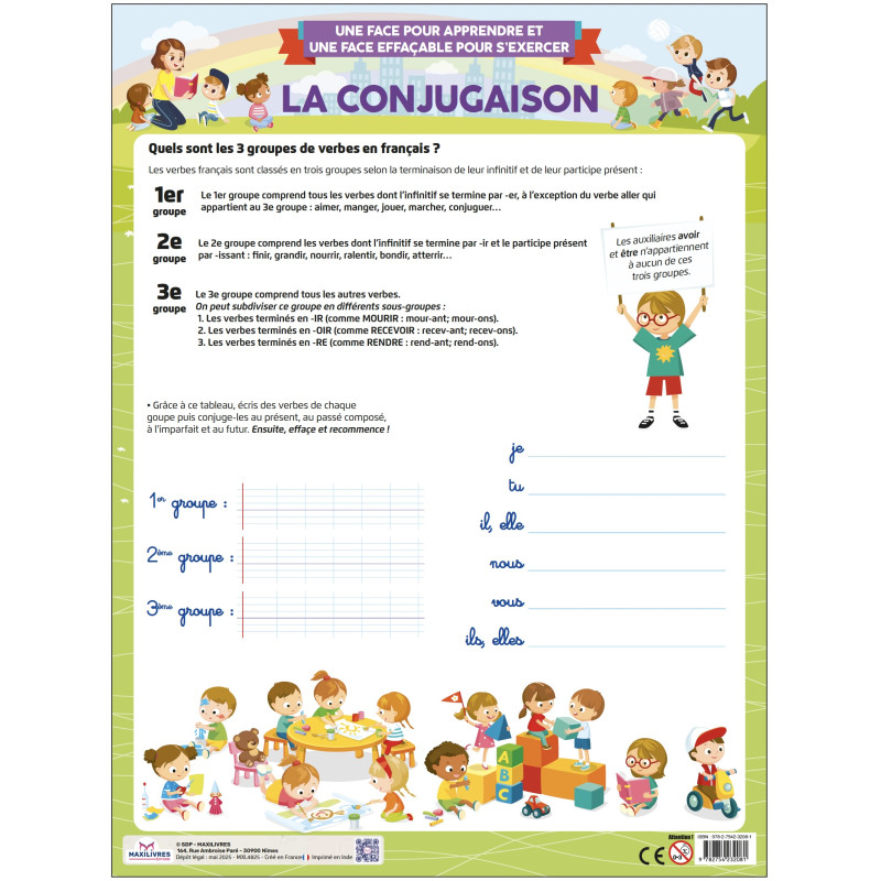 Poster Effaçable - La conjugaison - 9782754232081