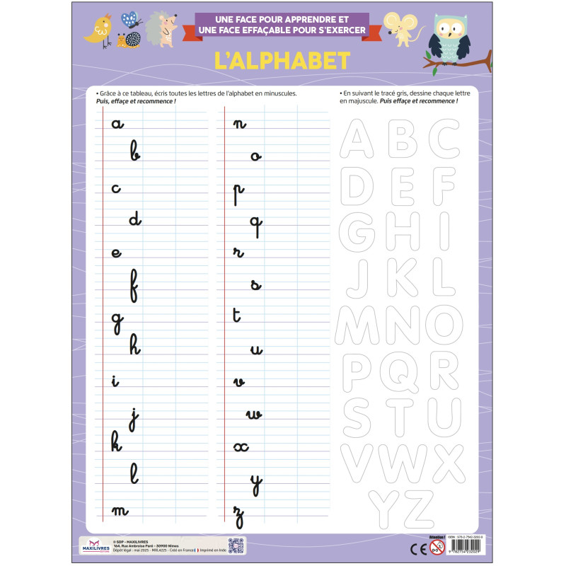 Poster Effaçable - L'alphabet - 9782754232029