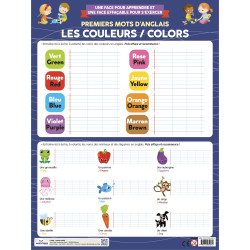 Poster Effaçable - Premiers mots d'anglais - Les couleurs - 9782754232074