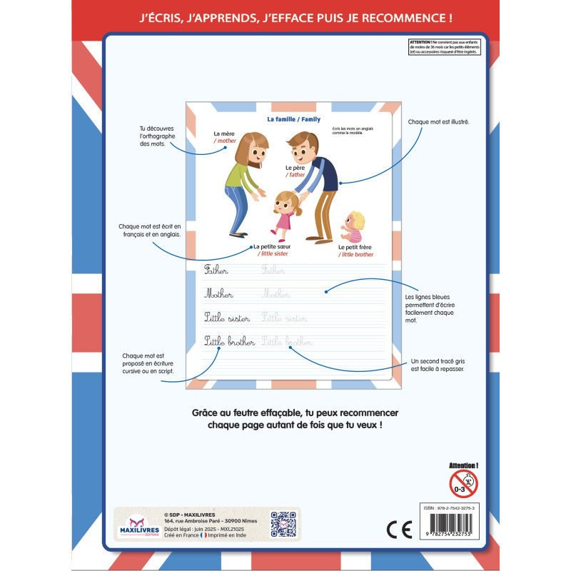 Ardoise effaçable souple - L'ANGLAIS - 9782754232753