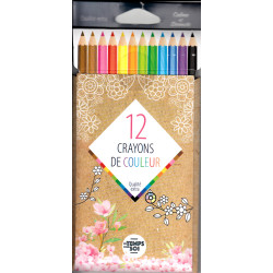 Pochette 12 Crayons de couleurs (fleur) - 9782754227407