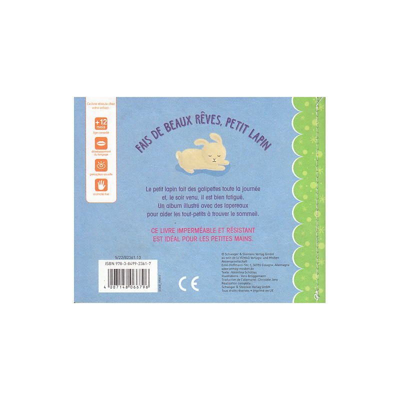 Fait de beaux rêves, petit lapin (Imperméable et résistant) - 9783849923617