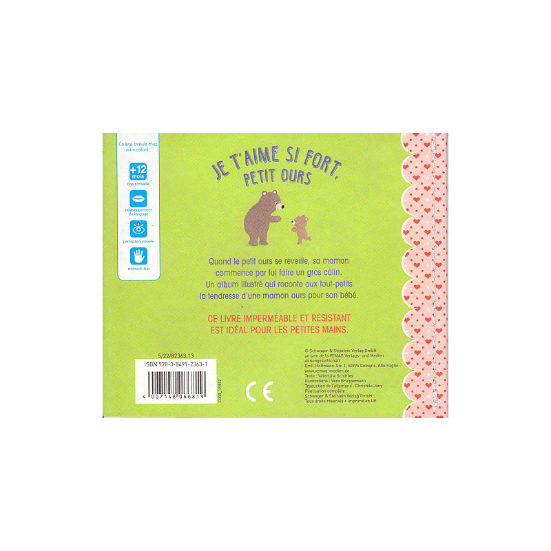 Je t'aime si fort, petit ours (Imperméable et résistant) - 9783849923631