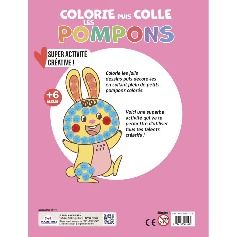 Colorie puis colle les pompons - 9782754234436