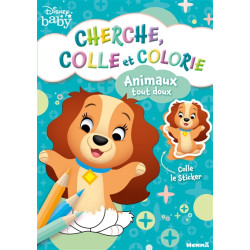 Disney Baby : Cherche, colle et colorie : Animaux tout doux - 9782508056468