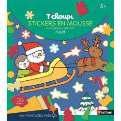 T'choupi : stickers en mousse, 4 tableaux à décorer : Noël - 3133092493911